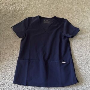 Figs Technical Collection Women Small Scrubs  Blue Pockets V Neck
